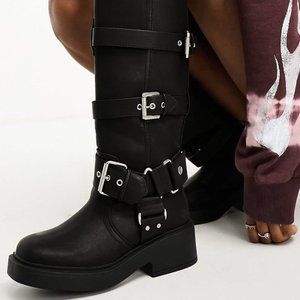 ASOS multi buckle biker boots women size 5.5 (36 EU)